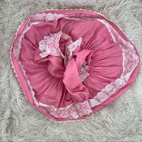 Vintage Mini World Girls Dress Size 6 Pink Ruffle Long Sleeves Party Full Circle - Picture 8 of 15